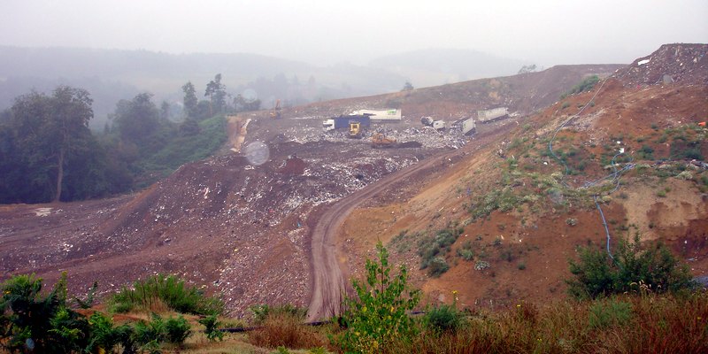 A huge working landfill site at Albury in Surrey, UK